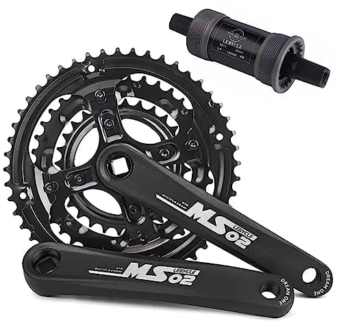 LHHL MTB Kurbelgarnitur 170mm Aluminiumlegierung Kurbelarm-Set Dreifach Kettenblatt 28-38-48T Vierkant Kegel Mountainbike Kurbel Mit Tretlager
