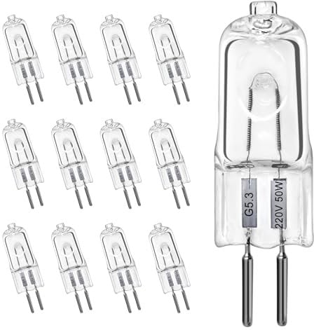 LedWekei Lampadine alogene G5.3, lampadina 220 V 50 W Lampadina a capsula trasparente a 2 pin, lampadine dimmerabili a luce bianca calda 2700 K (confezione da 12)