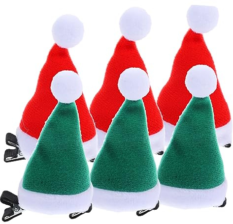 PLAFOPE 6stücke Weihnachtsmütze Haarklammern Teiliges Süße Santa Hut Clips Aus Starke Haarspangen Für Weihnachten Partys Modische Haaraccessoires Für Damen