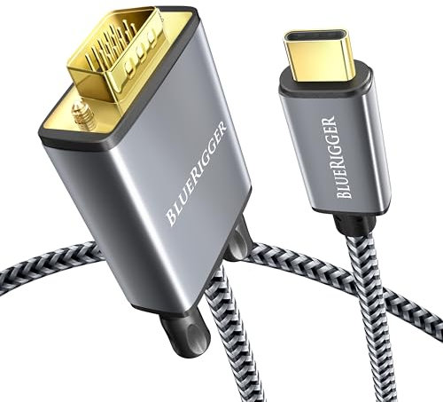 BlueRigger 2M USB-C to VGA Cable - 1080p Display, Compatible with Laptop, Phone, Tablet, HDTV, Monitor, Projector