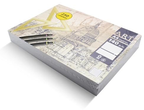 DOJA Barcelona | Zeichenblätter Rahmenlos DIN A4 | 250 Blatt | 1er Pack | Zeichenblock A4 randlos | Skizzenblock, Zeichenkarton, Malblock, Skizzenbuch, Zeichenpapier zum Zeichnen, Malen, Schule...