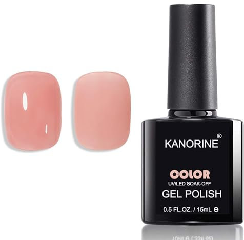 Kanorine Nude Gel Nail Polish, Sheer Pink Translucent Polish, UV LED Light Cure for Nail Art DIY 15ml