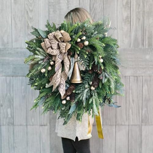Weihnachtskranz, Türkranz Weihnachten, Weihnachtskranz für Tür, Weihnachtsdeko Kranz, Weihnachtsgirlande mit Glocken Weihnachtsdeko Amerikanisch