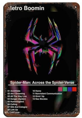 OakiTa Metro Boomin Poster Spider Man Across The Spider Verse Album Poster Blechschild Vintage Metall Pub Club Cafe Bar Home Wandkunst Dekoration Poster Retro 20 x 30 cm