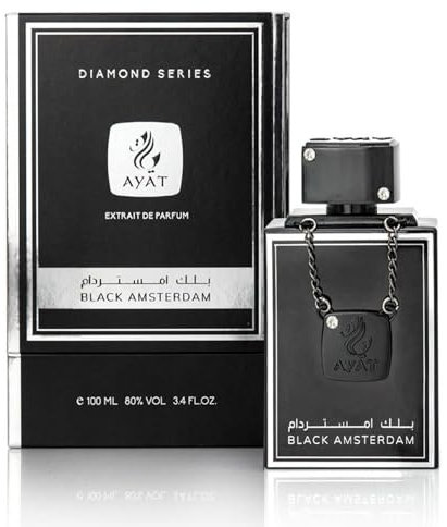Ayat Perfumes Eau de Parfum Diamond Series 100 ml Parfum für Herren – Duft Dubai – hergestellt in den Vereinigten Arabischen Emiraten – ein sinnlicher orientalischer Duft (BLACK AMSTERDAM)