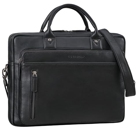 STILORD Ledertasche für Herren & Damen schwarz - Aktentasche mit 14 Zoll Laptopfach - Business-Tasche für Office, Uni & Büro - Umhängetasche 'Syd'