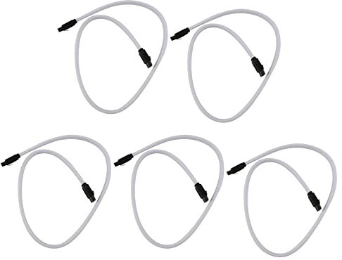 5X 50CM 3.0 III SATA3 7Pin Data Cable 6Gb/S SSD Cables HDD Hard Disk Data Cord Premium Version(White)