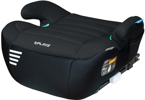 Play Three Fix. Elevador coche Grupo 3 para niños de 6-12 años, 125-150 cm con isofix. Extra Cómodo Black Eagle