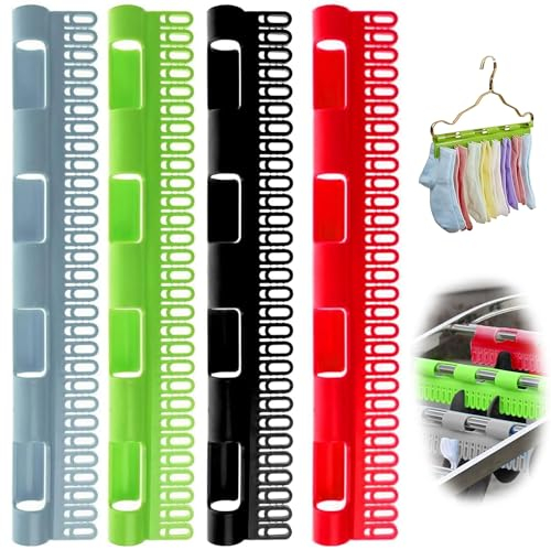 Grasslandy 4 Stück Socken Wäschespinne, Kunststoff Sockenclip, Wäscheständer, winddichter Wäscheständer Kleiderbügel, Sockenhalter, Geeignet für Socken, kleine Kleidung, Unterwäsche (4 Farben)
