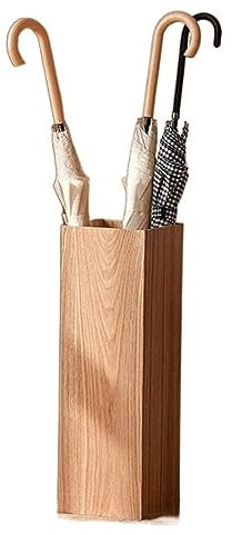 Regenschirmständer Schirmständer aus Holz, quadratischer Schirmhalter, freistehender Stockhalter for Gehstöcke, Schirmaufbewahrungseimer for Eingangsbereich, Zuhause, Büro Regenschirm Halter(Light Bro
