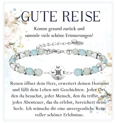 FAOMZQ Geschenke für Reisende, Reise Schmuck für Frauen, Glücksbringer Schmuck Armband für Tochter Enkelin Nichte Mama Oma Frau Freundin Patentochter Zum Reisen, Grün