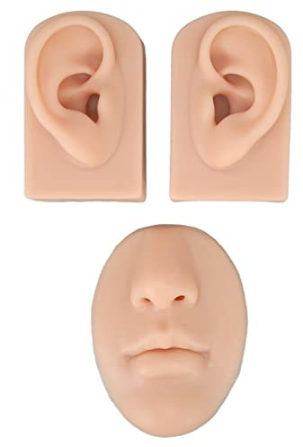 Modèle 3D de Nez et de Bouche pour Pratiquer les Sutures, Modèle D'oreille en Silicone Souple, Affichage de Simulation, Accessoires pour Pratiquer les Sutures de Perçage (2)