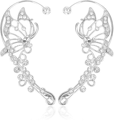 JEXOWIQ elfen ohren,1 paar Elfen Ohrringe für Damen,Schmetterlings Ohrhaken,Gaming Earrings,Elfenohren Manschetten Ohrclips Ohne Ohrlöcher für Halloween Cosplay Hochzeit,ohrringe ohne ohrloch