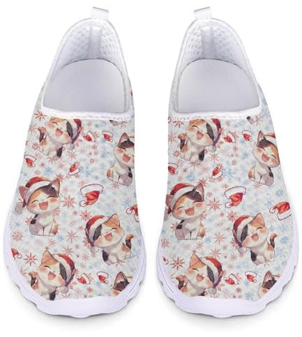 Kuiaobaty Tie-Dye - Zapatos unisex sin cordones para mujer, informales, ligeros, para trabajo, antideslizantes, para Navidad y caminar al aire libre, Bonito estampado de gato, 39.5 EU