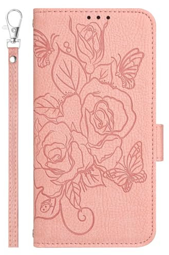 VQWQ Handyhülle for iPod Touch 7 Leder Kartenfach Rose Blume Pink
