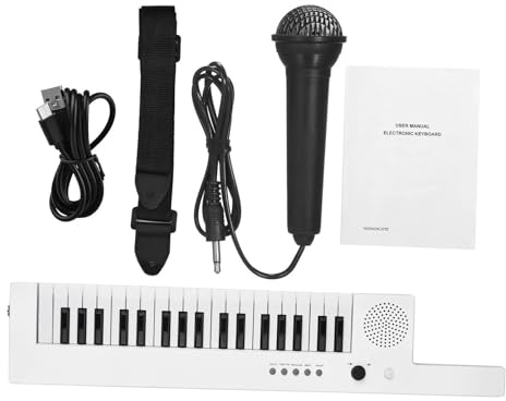 Tastiera Digitale Per Principianti Tastiera Elettronica A 37 Tasti Pianoforte Leggero Ricaricabile A Forma Di Chitarra Con Tracolla Mini Microfono E 10 Demo