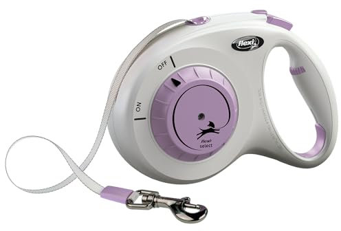 flexi® Select Gurt 7 m hellgrau-lila, zwischen 0-7 m einstellbare Roll-Leine für Hunde bis 25 kg