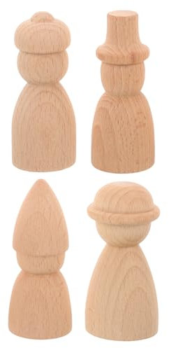 Housoutil 4 Stück Puppen Gadgets Menschenkörper Figuren Malerei Basteln Miniaturpuppen Unvollendete Rohlinge Puppenkörper Die Marionetten Rohlinge Peg Puppenzubehör Aus Holz