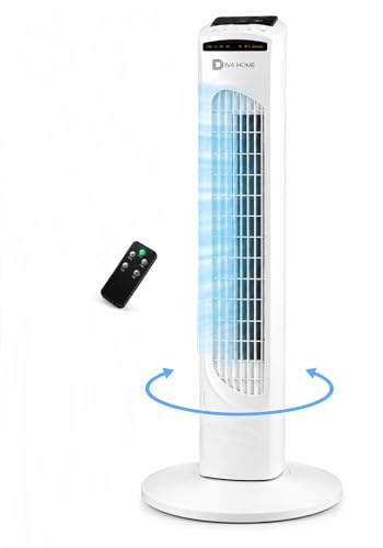 SuperGift.com White Oscillating Tower Fan with Remote, 3 Speed Settings & 3 Modes, Quiet Cooling Fan for Home & Office