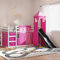 BOWEKAM Lit superposé sans matelas avec toboggan et rideaux Rose 90 x 190 cm