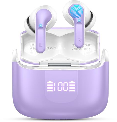 Ordtop Wireless Headphones, 50+Hrs Bluetooth 5.4 Earbuds, 3D-Stereo Deep Bass in Ear Buds, 4 ENC Noise Cancelling Mic Earphones, 3g USB-C IP-X7 Waterproof Headset Android iOS for Sports Running Gym