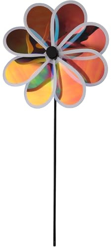 Yardenfun Moulin à Vent Réfléchissant 3D en PVC pour Extérieur, Résistant Vent, Effaroucheur Oiseau pour Décoratifs