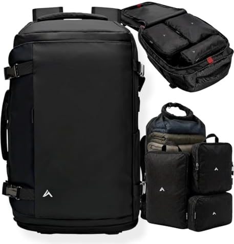 + Zermatt - HØRN Resväskor flygplansstuga för handbagage, 35 L, unisex 50 x 30 x 20 cm reseryggsäck för bärbar dator 15-17 tum vakuum ryggsäck herr dam, svart, 35L, kontor