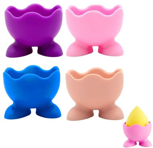 Bekecidi Ensemble de Coquetiers en Silicone, 6 Pièces Coquetiers Colorés Coquetiers Support Oeufs Support de Trempage Support Coquetiers de Poulet pour Cuisine Oeufs Bouillis Petit Déjeuner (B)