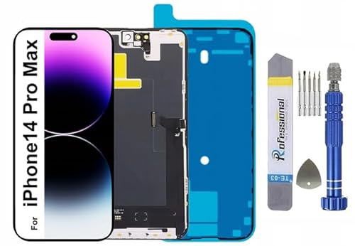 It'Go OLED Display für iPhone 14 Pro Max A2894, A2651 LCD Bildschirm Ersatz Touchscreen mit Werkzeug Schwarz mit Rahmen Hohe Qualität