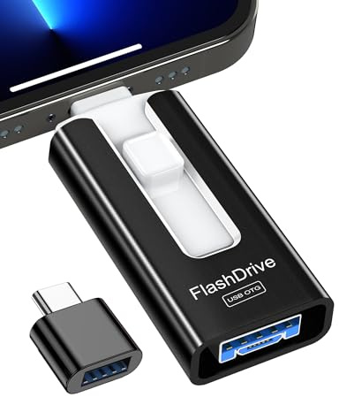 GNASEET 256GB Memoria Externa para Phone y Android, USB 3.0, Negro | Pendrive para Phone 4 en 1 con USB-C/Micro USB/USB-A, Disco Duro Externo para Phone para Fotos, Vídeos y Datos
