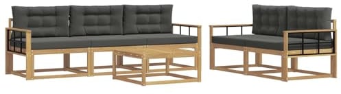 vidaXL Outdoor-Sofagarnitur mit Kissen 6 pcs Weiß und Anthrazit, Hochmodernes Gartenmöbel Set, Sofakollektion für draußen, Lounge für Garten, Poolbereich Sitzgruppe