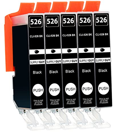 Supply Guy 5 Druckerpatronen mit Chip kompatibel mit Canon CLI-526 Schwarz für IP4850 IP4950 IX6550 MG5150 MG5250 MG5340 MG5350 MG6150 MG6250 MG8150 MG8240 MG8250 MX715 MX885 MX895