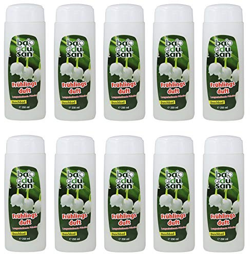 10er Pack badusan Duschbad Frühlingsduft Maiglöckchen 250 ml langanhaltende Frische Duschgel Pflegedusche Körperpflege Showergel