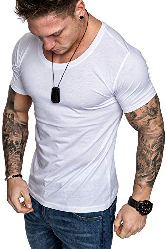 Amaci&Sons Oversize Herren Slim-Fit Crew Neck Basic T-Shirt Rundhals-Ausschnitt 1-0007