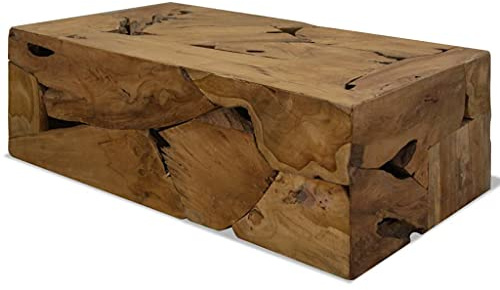 vidaXL Echtholz Couchtisch Handgefertigt Rustikal Beistelltisch Wohnzimmertisch Kaffeetisch Sofatisch Teetisch Tisch 90x50x30cm Braun