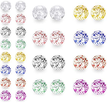 D.Bella Mélanger la couleur paillettes UV acrylique boules de rechange retenue Perçage haltères pièces 14G 5mm 8mm boules de paillettes pour femmes hommes