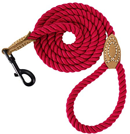 Mile High Life geflochtene Baumwollseilleine mit Leder Tailor Griff und schwerlast Metallverschluss (Rot, 150 cm)