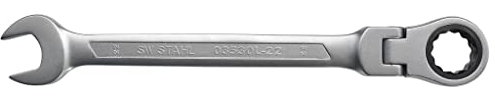SW-Stahl 03530L-22 Gabelringratschenschlüssel 22 mm I Ringschlüssel mit Gelenk I 72 Zähne I Maulschlüssel mit Ringratsche I Ringratschenmaulschlüssel SW 22