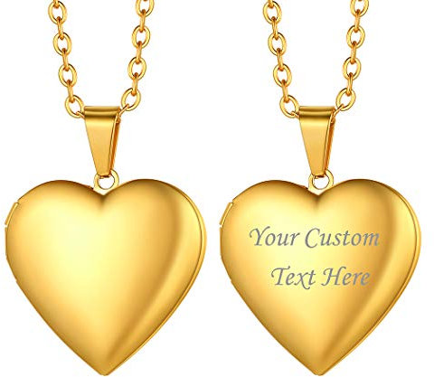 Suplight personalisiert Foto Halskette für Frauen Mädchen schlicht Herz Medaillon zum Öffnen mit Kette 18k vergoldet Herz Anhänger Bilder Amulett Schmuck für Jahrestag Valentinstag