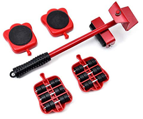 【Heavy Stuffs Mover Tool】Furniture Mover Tool Transport Lifter Heavy Stuffs Moving 4 Wheeled Roller with 1 Wheel Bar Set Professional Device