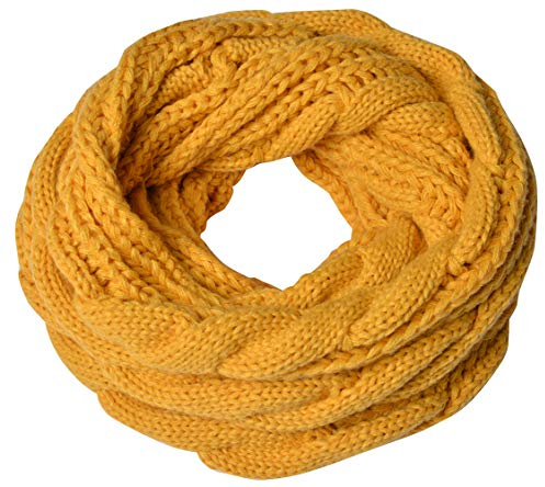Miobo Strick Loop Schal, Zopf Muster Winterschal, Wolle warmen, Hochwertiges, Unisex mit Einheitsgröße (Gelb)