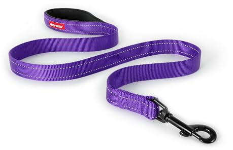 EzyDog Essential Soft Webbing Lead with Neoprene Handle, Reflective, Tough Nylon, Carbon Snap Clip (120cm, Purple)