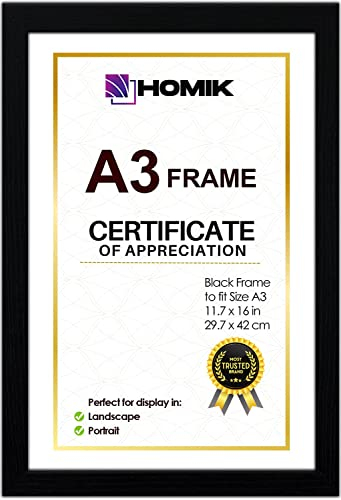 HOMIK A3 Bilderrahmen mit elegantem, klassischem Design – Heimdekoration, Bilderrahmen, perfekt zum Verschenken - Bilderrahmen din A3