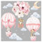 Little Deco Wandtattoo Wandsticker Kinderzimmer Tiere Heißluftballon Wandaufkleber Blumen Wanddeko Spielzimmer Babyzimmer Wandbild Kinder Mädchen DL658-4