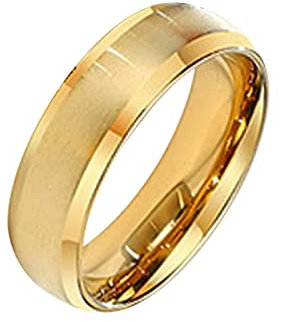 BCughia Eheringe Modern, Ring Eboy Gold Rostfreier Stahl Einfaches Ringdesign Versprechen Ringe Herren Größe 52(16.6)