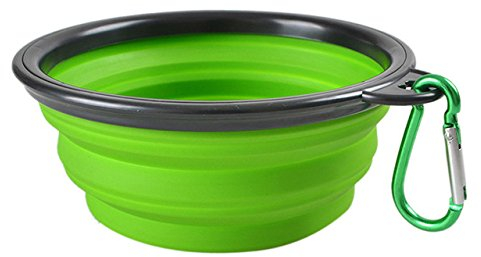 AVAZAN Ciotola per Cani da viaggio 1000ml | Ciotola Portatile per cani in Silicone,Ciotola per cani mangiatoia | Ciotole per Cani pieghevole Gatti, Animali Domestici colore Verde