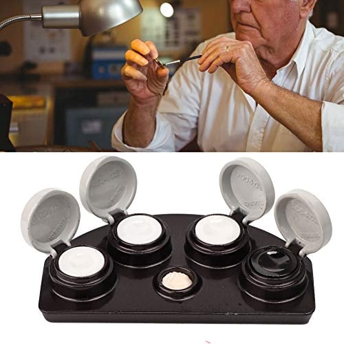 4 Watch Oil Disc, Watch Oil Dip Kit, Ceramic Oil Cup Watchmaker Repair Accessories Professional Tool Watch Oiler For Repair Tools & Kits Plastic Watch Oiler Set