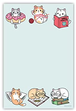 Simpatico gatto kawaii Sticky Notes | Cat Humor Notebook Note Card per gli amanti dei gatti Regalo | 50 pagine 10,2 x 15,2 cm