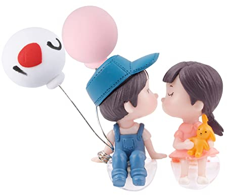 Kit Décoration Tableau de Bord de Voiture Ornements Mignons de Couple Ballon de Figurine d'Action Mignons de Couple Accessoire Décoration pour Voiture Maison Bureau Cadeaux
