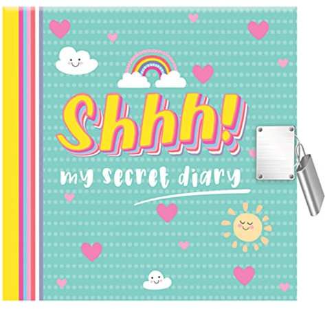 DESIGN GROUP Shhh! My Secret Diary Blue Rainbow Design Padlock & Keys Secret Journal